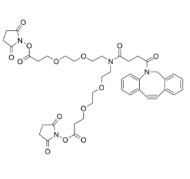 N-DBCO-N-bis(PEG2-C2-NHS ester)，N-Dbco-N-bis(peg2-nhs ester)，CAS號：2128735-29-3，N-二苯基環(huán)辛炔-N-bis(二聚乙二醇-C2-琥珀酰亞胺酯)